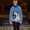 Men's Sweaters ERD Melancholy Rich Second Generatio Spring and Autumn Streetwear Couple Blue Draffiti Print Knitted Cashmere Wool Loose Sweater 230809