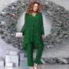 Women's Two Piece Pants Fashion Casual Elegant 3 Sets Women Comfort Solid V-Neck Tops Wide Leg And Irregular Long Cardigan Commuter Suits