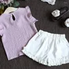 Ensembles de vêtements enfants filles style d'été en mousseline de soie bébé vêtements sans manches t-shirt short robe 2pcs enfants costumes