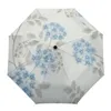 Parapluies Jaune Fleur Rose Bleu Papillon Imprimer Non Automatique 3 Pli Parapluie Résistant Au Vent Parasol Portable Pliant