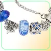 Novo azul real cristal pingente pulseira banhado a prata caixa original conjunto adequado para diy frisado pulseira presente do feriado 9593130