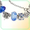 Ny Royal Blue Crystal Pendant Armband Silver Plated Original Box Set Lämplig för DIY Pärlad armband Holiday Gift6485612