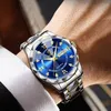 Relojes de pulsera BINBOND para hombre, relojes de cuarzo, acero inoxidable, resistente al agua, semana, fecha, moda, azul, reloj para hombre, reloj Masculino