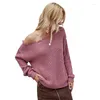 Women's Sweaters Sexy Sweater Autumn Winter Off Shoulder Slash Neck Knitting Shirt Long Sleeve Ruffles Loose Casual Pullover Jumper