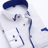 Herrklänningskjortor Big Size 4xl Men klänningskjorta Ankomst Lång ärm Slim Fit Button Down Collar High Quality Printed Business Shirts McL18 230808