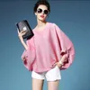 Vrouwen T-Shirt LANMREM Hoge Kwaliteit Mode Losse Geplooide T-shirt Ronde Kraag Batwing Halve Mouw Geplooide vrouwen Tops YE112 230808