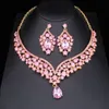 Bruiloft Sieraden Sets Roze Kristal Bruids Sieraden Sets Voor Vrouwen Meisje Prinses TiaraCrown Oorbel Ketting Bruiloft Pageant Prom Sieraden Accessoires 230808