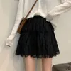 Röcke Jmprs Frauen Mini Spitze Kurz Sommer Süße Kuchen Rock Mode Elastische Taille Solide Puffy Koreanische Harajuku Sexy Tierred