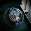 Sportsbil Mens Titta på rostfritt stål Luxury Wristwatch Swiss Automatic Mechanical 28800 VPH 46mm Skeleton Openworked Watches Sapphire Waterproof