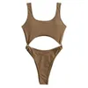 Costumi da bagno da donna Costume intero da donna Monokini estivo con scollo a U imbottito Lady Quick Dry Costume da bagno da spiaggia senza maniche Abbigliamento per sport acquatici