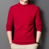 Men's Sweaters Half high round neck men's sweater 100all wool warm solid color pullover bottom clothing 230809