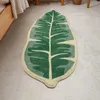 Inyahome Leaves Velveteen Green Bath Mat Non-Slip Soft Banheiro Tapete Luxuoso Microfibra Tapete de Banheiro Lavável na Máquina Porta Carpet HKD230809