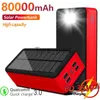 Cell Phone Power Banks 80000mAh Portable Solar Power Bank Large Capacity with LED Light Outdoor Travel Emergency Poverbank for Iphone Xiaomi Samsung x0809