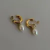 Dangle Earrings 2023 Drop Pearl Studs Hoop For Women Gold Color Eardrop Minimalist Tiny Huggies Hoops Wedding Fashion Jewelry Gifts