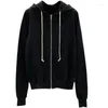 Hommes Hoodies Gothique Noir Fermeture Éclair Cardigan À Capuche À Manches Longues Sweats Hommes Et Femmes Surdimensionné Lâche Veste Hip Hop Manteau