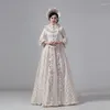 캐주얼 드레스 여성 Edwardian Masquerade Floral Dress Victorian Bustle Fantasy