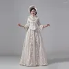캐주얼 드레스 여성 Edwardian Masquerade Floral Dress Victorian Bustle Fantasy
