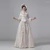 Sıradan Elbiseler Kadınlar Edwardian Masquerade Çiçek Elbise Victoria Bustle Fantasy