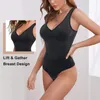 Femmes Shapers Body Shapewear Pour Femmes Ventre Contrôle Débardeur Camisole Sans Manches Col En V Soutien-Gorge Rembourré Combinaison Extensible Justaucorps