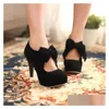 Shoes Black Round Toe Bowtie Hollow Stiletto Heel High Womens Boots Shoe Drop Delivery Party Events Accessories Dhyoe