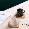 Tassen Untertassen Kreative Farbe Kaffeetasse Teller mit Bambusmatte Keramik vereinfacht