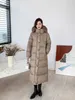 Parkas en duvet pour femmes concepteur européen haut de gamme P maison 2022 hiver grand col de fourrure lâche surdimensionné épaissi allongé sur le genou blanc doudoune femme F1NS