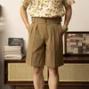 Men's Shorts Red British Style Pleated Khaki Casual Gurkha Pants Relaxed Fit