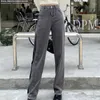 Kvinnors jeans Autumn Spring Women Denim Pant Vintage Straight Byxor Fashion Kvinnlig Solid Lace Up Loose Wide Ben Pants