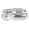 Plates Stainless Steel Dinner Plate Divided Tray Metal Oval Rectangular Student Serving