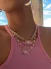 Chains Europe And America Funny Pink Lips Inlaid With Morganite Coffee Beans Pig Nose Necklace