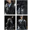 Gabardinas femininas capa de chuva preta com peito duplo com cinto e jaquetas compridas de couro PU blusão