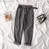 Kadın Pantolon Capris Moda Mavi Siyah Kadın Kot Pantolonlar Retro Kore Sokak Giyim Yüksek Rise Jeans Baggy Mom Kot Capri Pantolonları N0072 Z230809