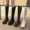 Boots Women New 2023 Shoes Sexy Thigh High Heels High Sexy Round Toe Back Zip Zipper Lolita Over-the-Knee Flat Med Rock Rubber S L230704