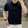 Mannen Polo Highend Zomer Gebreide Stof Ananas Patroon Jacquard Zakelijke Kraag Effen Trend Polo Shirt Voor Mannen Tees Tops 230808