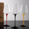 Verres à vin en cristal à fond rouge et noir faits à la main peints à la main