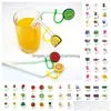 Drinking Straws 9Pcs/Set Custom Fashion Casual Sile Tumbler St Toppers Er Molds Charms Reusable Splash Proof Dust Plug Decorative 8Mm Drop