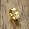 Cluster Rings Anel de Aço de Tungstênio 8mm Cor Dourada Masculino Acessórios Simples Jóias Aliança de Casamento Carbide