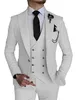 Slim Fit Men Suits Double Breasted 3pc brudgum Formell affärsmässig man Blazer Set Peak Lapel Party Wedding Tuxedo (Jacka Vest Pants)