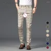 Men's Pants Vintage Plaid Men Cotton Formal Work Business Fashion Slim Fit Luxury Trousers Male Outdoor Sex Open Crotchless Clothing