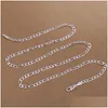 Chains 2Mm Sier Plated Chain Necklace For Women Men Fashion Gold Colors Choker Fit Pendant Jewelry 16-30 Inches Drop Delivery Necklace Dhv63