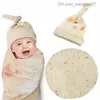 Couvertures emmailloter gâteau de maïs bébé couverture en peluche farine gâteau de maïs en peluche couverture bébé couverture avec chapeau Z230809