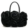 Evening Bags Boutique De FGG Red Flower Rose Bush Women Satin Purse Beaded Handle Bag Wedding Handbag Bridal Clutch 230809