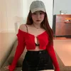 Kadın Sweaters Çizgili Uzun Kollu Kadınlar V Boyun Sweater Fashion Out All-Mwatch İnce Fit Örme Mahsul Üst Seksi Kız Tatlı Giyim