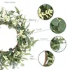 Dekorative Blumen, 45 cm, Osterferien, Gartendekoration, Rattan-Kranz, Simulation von Eukalyptusblättern, Türkopf-Anhänger