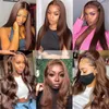 Transparent 13X4 Chocolate Brown Straight Lace Front Wig Pre Plucked Brazilian Honey Blonde Colored Human Hair Wigs For Women