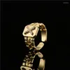 Klusterringar trendiga guldfärg initial ring för kvinnor tjej kubik zirkonium a-z klockband fyrkantig bokstav öppen kvinnlig smyckespresent