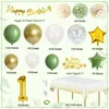 Weitere Partyzubehör für Veranstaltungen, Jungen- und Mädchen-Geburtstagsballon-Set, Babyparty-Dekorationen mit Konfetti-Papier-Pom-Poms in Avocadogrün, Metallic-Gold, 230808