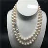 Tour de cou noué à la main Style de personnalité naturel 9-10 Mm blanc perle d'eau douce verre cristal longue chaîne de chandail bijoux de mode