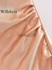 Basic Casual Dresses Willshela Women Fashion Light Pink Pleated Backless Zipper Mini Dress Vintage Strapless Female Chic Lady Dresses J2308009