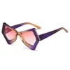 Lunettes de soleil femmes mode polygone papillon ordinateur Anti-lumière bleue lunettes Vintage Double couleur oeil de chat cadre dame lunettes